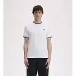 Fred Perry f&uuml;r Herren. M1588 Twin Tipped T-Shirt wei&szlig; (S), L&auml;ssig, Baumwolle,