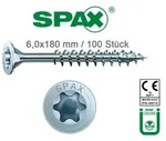 6,0x180 mm Spax Spanplattenschrauben, Senkkopf, T-Star plus verzinkt/Wirox, 100