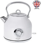 Adler AD 1346 Wasserkocher in Wei&szlig;, 1,7 Liter, 2200 Watt, aus Edelstahl mit...
