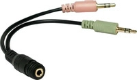 LogiLink Audio Klinken Adapter 4-polig 3,5 mm Buchse auf 2x 3,5 Stecker (CA0020)