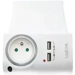 LogiLink Steckdosenadapter mit Steckdosenbuchse Typ E Frankreich, 2x USB-A und