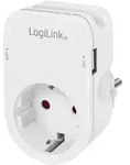 LogiLink Steckdosenadapter mit Schutzkontaktbuchse, 2x USB-A und Ablegehalterung