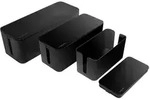 LogiLink Kabelbox-Set 3 Gr&ouml;&szlig;en zum Verstecken von Kabelgewirr schwarz