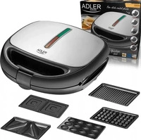 Adler 5-in-1 Sandwichmaker AD 3040 5 auswechselbare Platten Kontaktgrill Waffeleisen