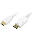 LogiLink DisplayPort-Kabel DP/M zu HDMI-A/M, 1080p, wei&szlig;, 2 m