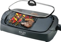 Adler AD 6610 Elektrogrill mit Glasdeckel und Spatel, 2 Grillfl&auml;chen