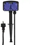 LogiLink Outdoor-Steckdose 2-fach mit Erdspie&szlig;, IP44, 2 m Kabel, Schwarz/Blau