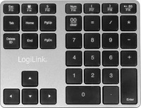 LogiLink Keypad Bluetooth in Spacegrau mit 35 Tasten, kabelloser Ziffernblock