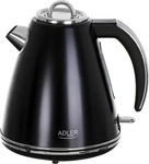 Adler AD 1343 Wasserkocher in Schwarz, 1,5 Liter, 2200 Watt, aus Edelstahl mit