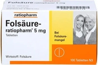 PZN-DE 04010113, Fols&auml;ure-ratiopharm 5 mg 100 St&uuml;ck, Grundpreis: &euro; 0,11 /