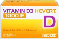 PZN-DE 19448944, Hevert-Arzneimittel Vitamin D3 Hevert 1000 I.E. 200 St&uuml;ck,