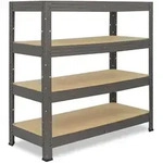 shelfplaza PRO 90x100x60 cm Schwerlastregal in grau mit 4 B&ouml;den und 200 kg...