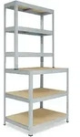 shelfplaza PRO 190x90x60 cm Werkbank Regal in verzinkt mit 6 B&ouml;den und 166 kg