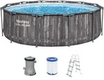 Steel Pro MAXTM Frame Pool-Set mit Filterpumpe &Oslash; 366 x 100 cm, Holz-Optik (Moorei...