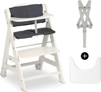 Hauck 66403, Hauck Hochstuhl Beta Plus inkl. Essbrett, Sitzkissen und Rollen - White