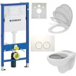 Geberit Duofix Vorwandelement Wand Tiefsp&uuml;l WC Delta25 + WC-Sitz WC Komplett Set