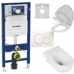 Geberit Duofix Basic Vorwandelement Dr&uuml;ckerplatte WC sp&uuml;lrandlos Paket Sanit&auml;r