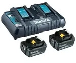 Makita Power Source Kit, 2x Akku 18 V / 5,0 Ah Li, 1x Doppelladeger&auml;t DC18RD