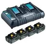 Makita Power Source Kit, 4x Akku 18 V / 6,0 Ah Li, 1x Doppelladeger&auml;t DC18RD
