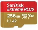 SANDISK Extreme PLUS R200/W140 microSDXC 256GB Kit, UHS-I U3, A2, Class 10