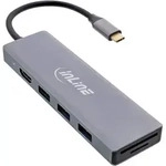 INLINE Multifunktions-Hub + Card Reader, 3x USB-A 3.0, HDMI, SD-Card, PD 100W, USB-C