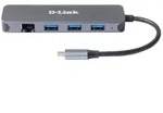 D-LINK DUB-2334 USB-C nach 1000MBit Adapter mit USB-Hub