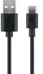 GOOBAY USB-C Lade- und Synchronisationskabel, 1 m, Schwarz - verbindet Ger&auml;te mit