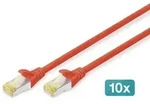 DIGITUS Patchkabel, Cat6a, S/FTP, RJ-45/RJ-45, 1m, rot, 10er-Pack