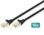 DIGITUS Patchkabel, Cat6a, S/FTP, RJ-45/RJ-45, 1m, schwarz, 10er-Pack