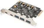 DIGITUS PCIe Karte 2x USB-C + 3x USB A 5x SuperSpeed 10Gbps