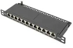 DIGITUS "CAT 6A Patch Panel, geschirmt,12-Port 1/2HE, 10"", Rack Mount,schwarz RAL