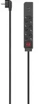 HAMA Steckdosenleiste mit Schalter, 3-fach, 2x USB, 1.4m, schwarz