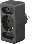HAMA Adapterstecker, 1x Euro, 2x Schuko, 3-fach, schwarz
