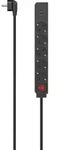 HAMA Steckdosenleiste mit Schalter, 5-fach, 2x USB, 1.4m, schwarz