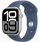 APPLE Watch Series 10 GPS 46mm Silver Aluminium Case with Denim Sport Band - M/L