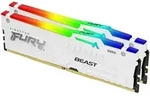 KINGSTON FURY Beast RGB wei&szlig; DIMM Kit 32GB, DDR5-6000, CL36-44-44, on-die ECC