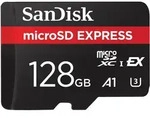 SANDISK microSD Express Card R880/W480 microSDXC 128GB, UHS-I U3, A1, Class 10,