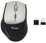 EQUIP Life Wireless Mouse with Dual-Connect Adapter, grau/schwarz, USB