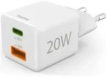 HAMA Schnellladeger&auml;t 1x USB-C 1x USB-A Mini-Ladeger&auml;t PD 20 W wei&szlig;