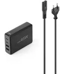 HAMA USB-Ladestation 4 Ports GaN Schnellladeger&auml;t 2x USB-C 2x USB-A PD 65W schwarz