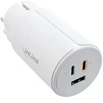 INLINE USB PD Netzteil, GaN Ladeger&auml;t, 3-Port, Dual USB-C + USB-A, 65W, wei&szlig;