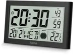 HAMA Digitale Wanduhr "Martinique", Funkuhr mit Thermometer, schwarz