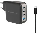 CONCEPTRONIC 4-Port 100W GaN USB-PD-Ladeger&auml;t schwarz/silber