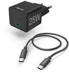 HAMA Schnellladeger&auml;t mit Ladekabel USB-C Mini-Ladeger&auml;t PD 25W 1m schwarz