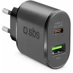 SBS PD-Reiselader 1x USB + 1x USB-C 25W, schwarz