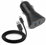SBS KFZ-Ladeger&auml;t inkl. USB-C-Kabel (1m) 2,1A, 2x USB 12W, schwarz