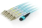 EQUIP LWL Duplex Kabel Splitter, OM4, 1x MTP Stecker/8x LC Stecker, 3m, t&uuml;rkis