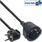 INLINE Strom-Verl&auml;ngerung Schutzkontakt Stecker gewinkelt / Buchse, schwarz,10m