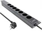 INLINE 19" Steckdosenleiste, 7-fach Schutzkontakt, ohne Schalter, 2m, schwarz