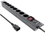 INLINE 19" Steckdosenleiste, 8-fach Schutzkontakt, C14 Stecker, &Uuml;berlastschutz
